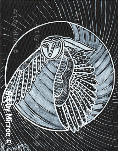Dreamtime Owl Contemporary Aboriginal Art Original Painting by Mirree